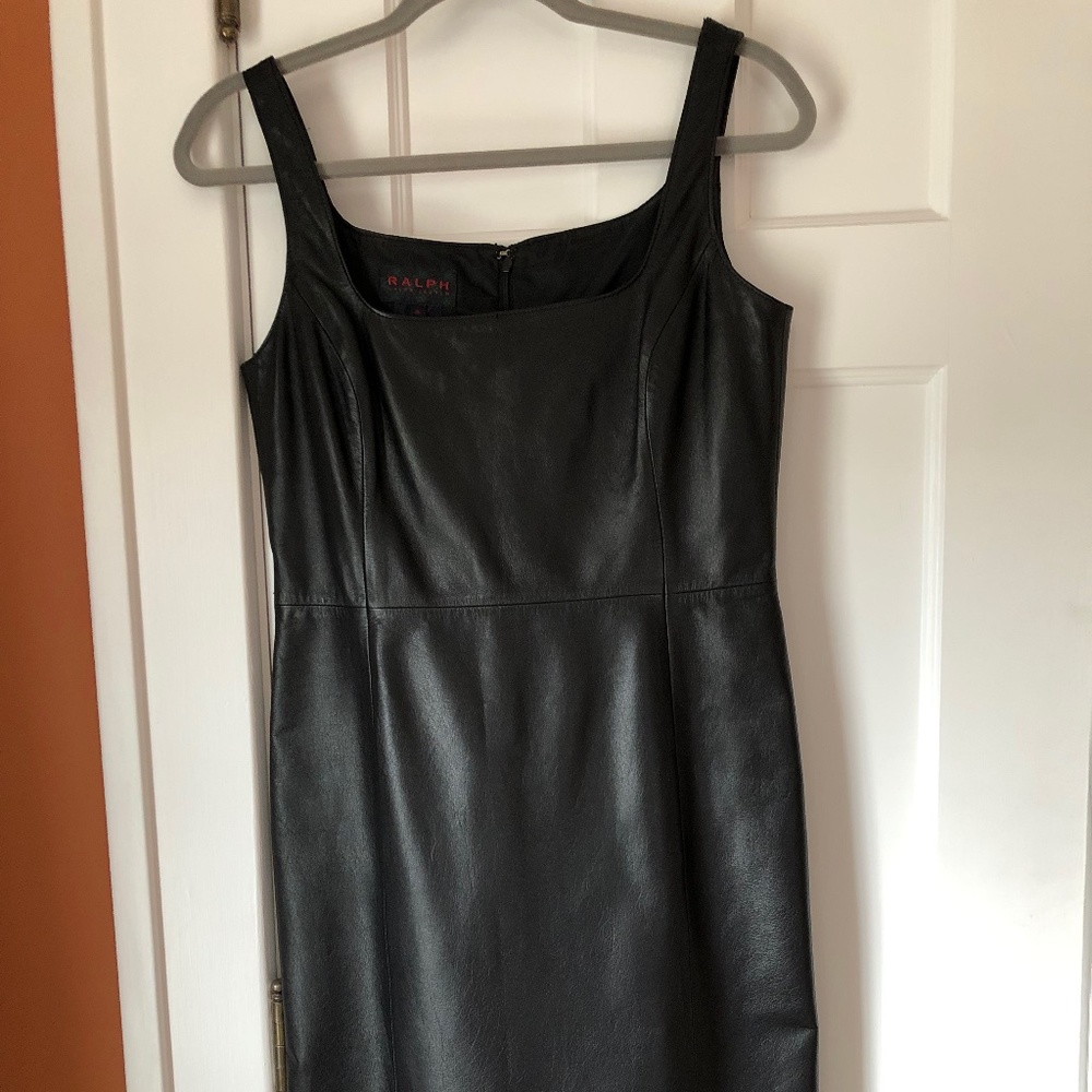Ralph Lauren BLACK LEATHER dress. Size 8